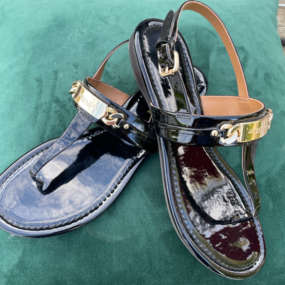 Coach Caterine patent Leather Thong Sandals